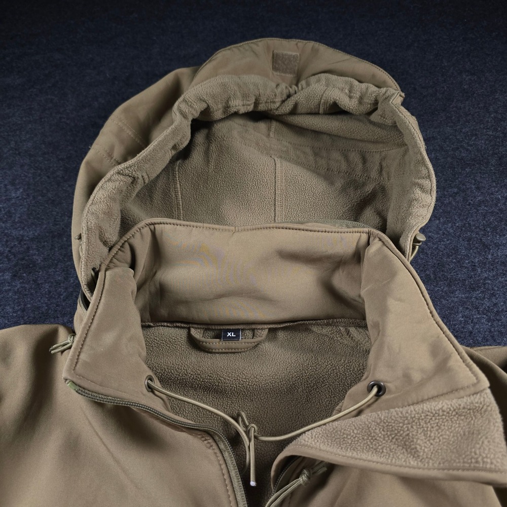 Rothco Tactical Hooded Soft Shell Jacket Coyote Brown Fleece Military Men's XL - Picture 11 of 16